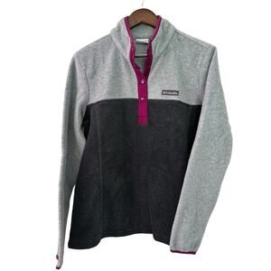 Columbia Sportswear Women's Snap Pullover Fleece Jacket Sz Large Grey Purple